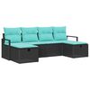 vidaXL Sofa S&aelig;t 6 stk. 6-Antal s&aelig;der Sort og turkis polyrattan