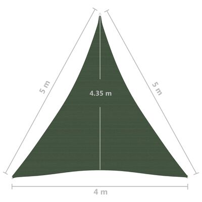 vidaXL solsejl 4/5x5 m 160 g/m² HDPE mørkegrøn
