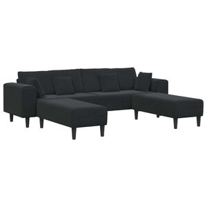 vidaXL Sofa med pude 3 pcs Sort Fl&oslash;jl