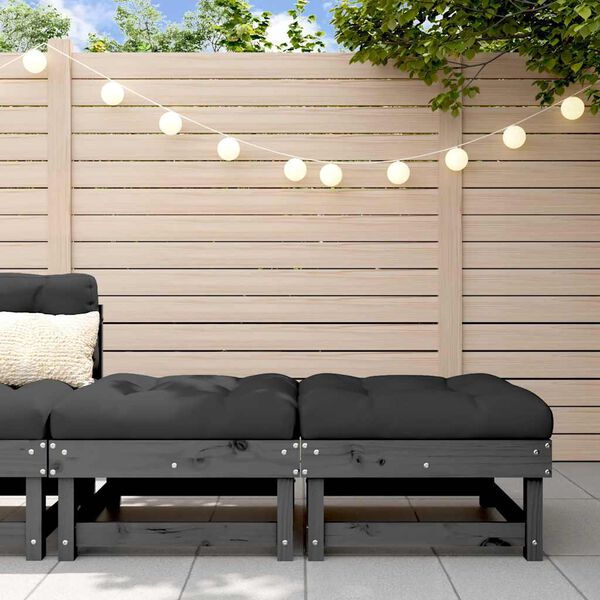 vidaXL fodskammel til haven 2 stk. med hynder massivt fyrretr&aelig; gr&aring;