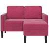 vidaXL 2-personers sofa med chaiselong L-formet 125 cm fløjl vinrød