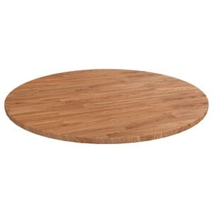 vidaXL rund bordplade &Oslash;70x1,5 cm behandlet massivt egetr&aelig; lysebrun