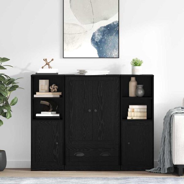 vidaXL Highboard med skuffe 3 pcs Sort eg Konstrueret tr&aelig;