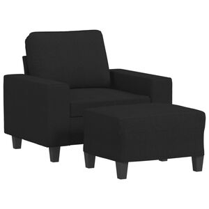 vidaXL sofastol med fodskammel 60 cm stof Sort
