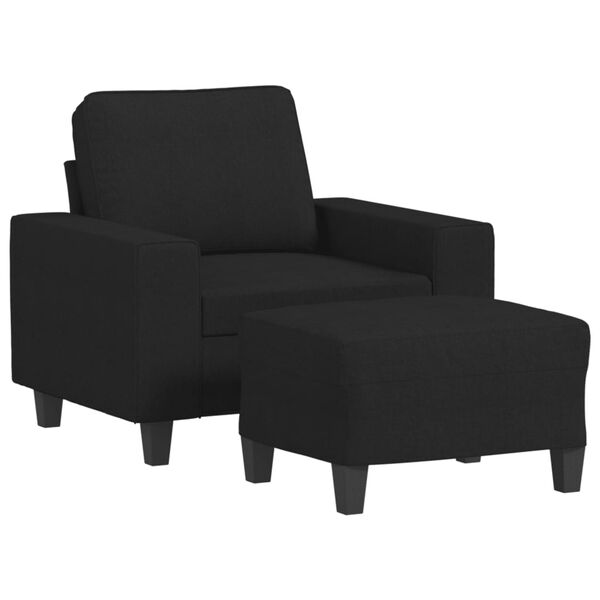 vidaXL sofastol med fodskammel 60 cm stof Sort