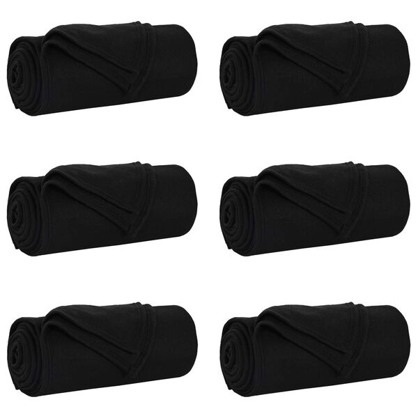 vidaXL Kastet&aelig;pper 6 pcs Sort 270 x 240 cm Fleece