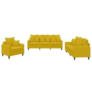 vidaXL sofas&aelig;t 3 dele med hynder velour gul