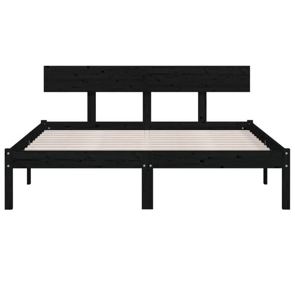 vidaXL sengeramme 150x200 cm King Size massivt fyrretr&aelig; sort