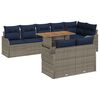 vidaXL Havesofa S&aelig;t 9 stk. 8-Antal s&aelig;der Gr&aring; og Marinebl&aring; polyrattan