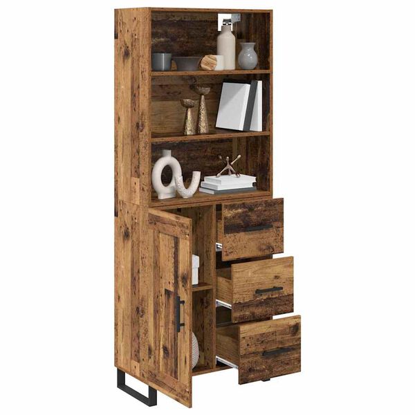 vidaXL Highboard Gammelt tr&aelig; 69,5 x 34 x 180 cm Konstrueret tr&aelig;
