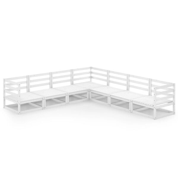 vidaXL lounges&aelig;t til haven 7 dele massivt fyrretr&aelig; hvid