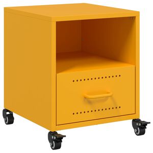 vidaXL sengebord 36x39x43,5 cm st&aring;l sennepsgul