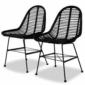 vidaXL spisebordsstole 2 stk. naturligt rattan sort