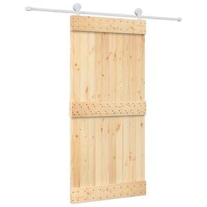 vidaXL Skyded&oslash;r Natur og hvid 95 x 210 cm Massivt Fyrretr&aelig;