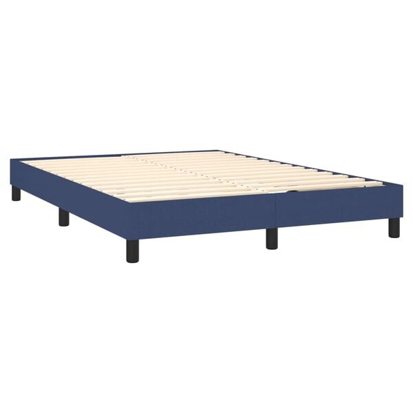 vidaXL Boxspring sengeramme 140x190 cm stof blå