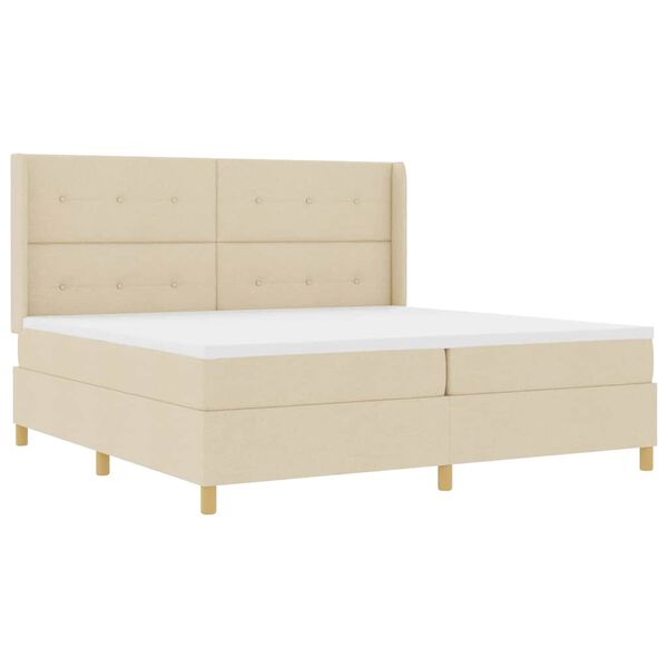 vidaXL Box spring seng med madras Creme 140 x 200 cm Stof