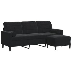 vidaXL 3-personers sofa med fodskammel 180 cm velour sort