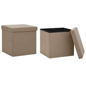 vidaXL foldbare opbevaringspuffer 2 stk. PVC cappuccinofarvet