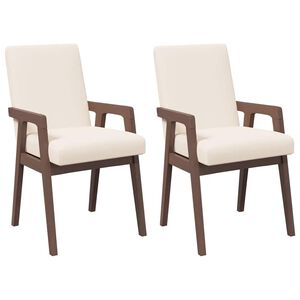 vidaXL spisebordsstole med hynder 2 stk. massivt gummitr&aelig; brun