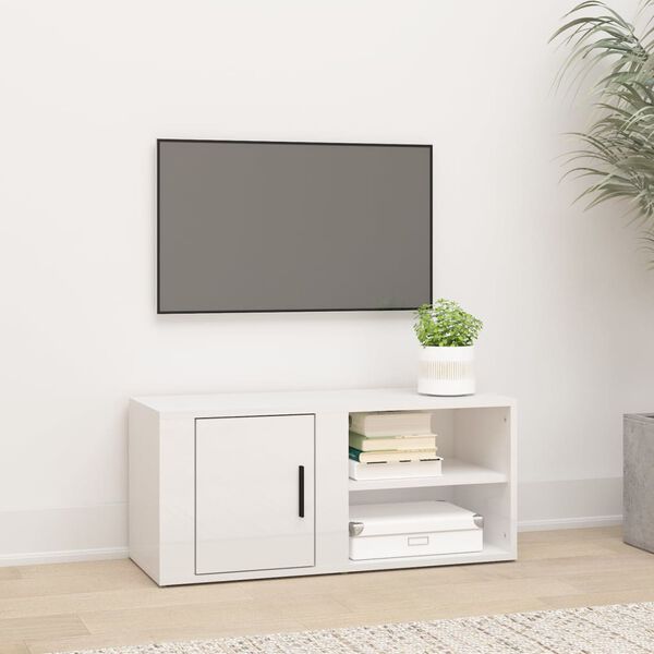 vidaXL tv-bord 80x31,5x36 cm konstrueret træ hvid højglans