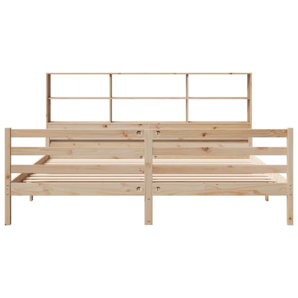 vidaXL seng med reol uden madras 200x200 cm massivt fyrretr&aelig;