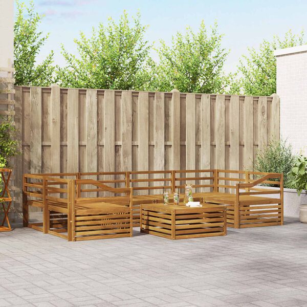 vidaXL Udend&oslash;rs sofagruppe 7 pcs Naturfarvet Massivt Akacietr&aelig;