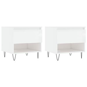 vidaXL sofaborde 2 stk. 50x46x50 cm konstrueret tr&aelig; hvid h&oslash;jglans