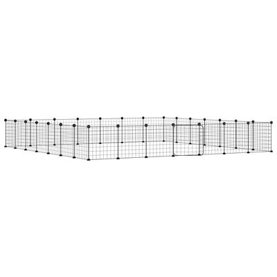 vidaXL 28-panels kæledyrsindhegning med låge 35x35 cm stål sort