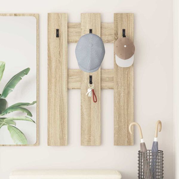 vidaXL V&aelig;gmonteret Jakkeholder V&aelig;gmonteret Sonoma eg 65 x 3 x 100 cm