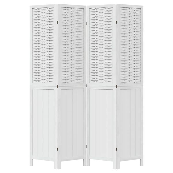 vidaXL rumdeler 4 paneler massivt kejsertr&aelig; hvid