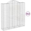 vidaXL buede gabionkurve 12 stk. 200x50x200/220 cm galvaniseret jern