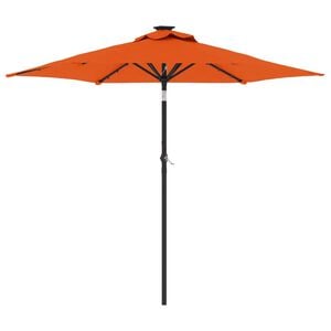 vidaXL parasol med LED-lys og st&aring;lstang 225x225x212cm terrakottafarvet