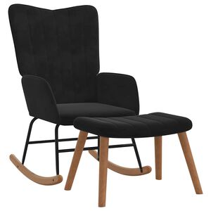 vidaXL gyngestol med fodskammel fl&oslash;jl sort