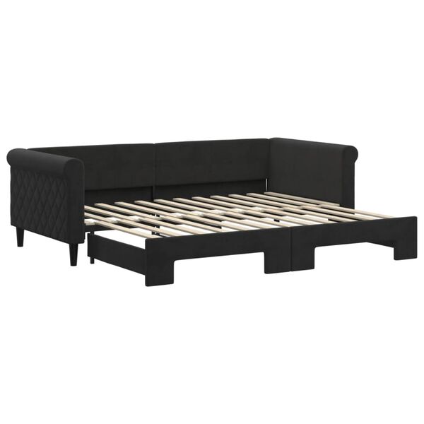 vidaXL daybed med udtræk 90x200 cm velour sort