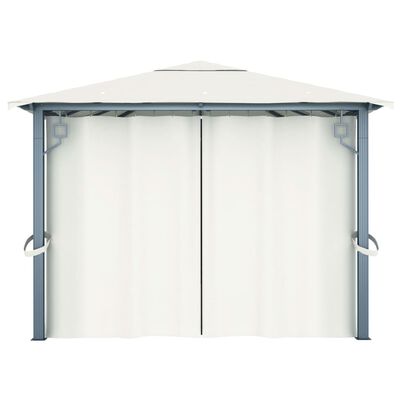 vidaXL havepavillon med gardin 400x300 cm aluminium cremefarvet