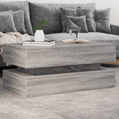 vidaXL sofabord med LED-lys 90x50x40 cm grå sonoma-eg
