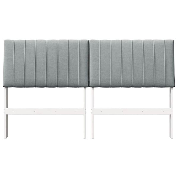 vidaXL Polstret sengegavl Lysegr&aring; 150 cm Massiv fyrretr&aelig;