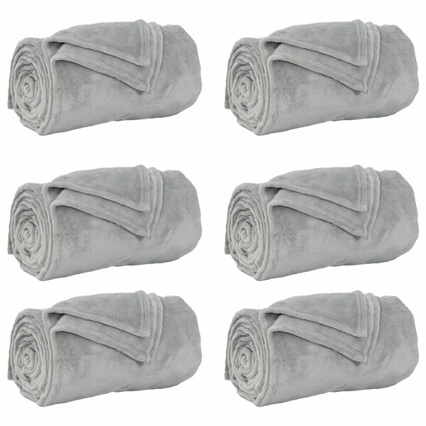 vidaXL Kastet&aelig;pper 6 pcs Gr&aring; 220 x 240 cm Fleece