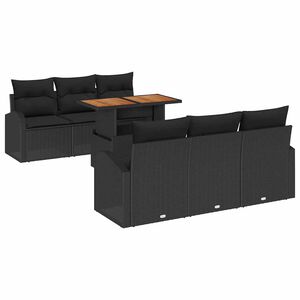 vidaXL Havesofa S&aelig;t med pude 7 pcs Sort