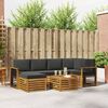 vidaXL Sofas&aelig;t med pude 7 pcs Naturlig og Antracit Massivt Akacietr&aelig;