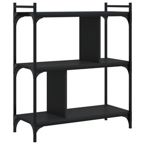 vidaXL bogreol med 3 hylder 76x32x88 cm konstrueret tr&aelig; sort