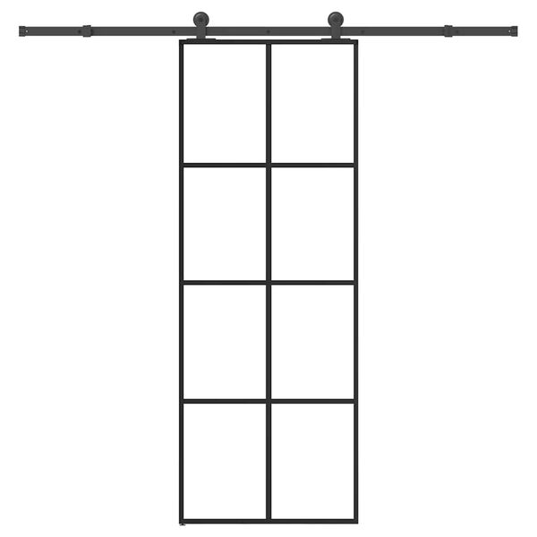 vidaXL skyded&oslash;r med hardwares&aelig;t 76x205 cm sikkerhedsglas aluminium