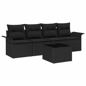 vidaXL Sofa S&aelig;t med pude 5 pcs Sort polyrattan