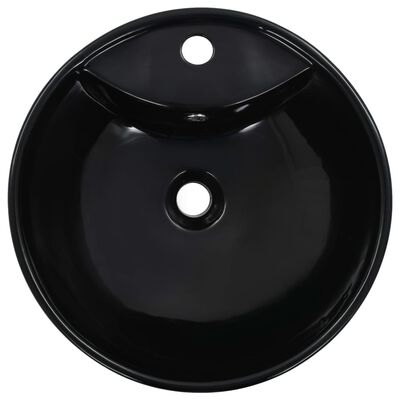 vidaXL håndvask med overløb 46,5 x 18 cm keramik sort