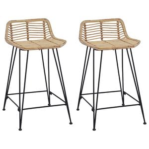 vidaXL Barb&aelig;nk 2 pcs Naturfarvet 44 x 45 x 76 cm Rattan og St&aring;l