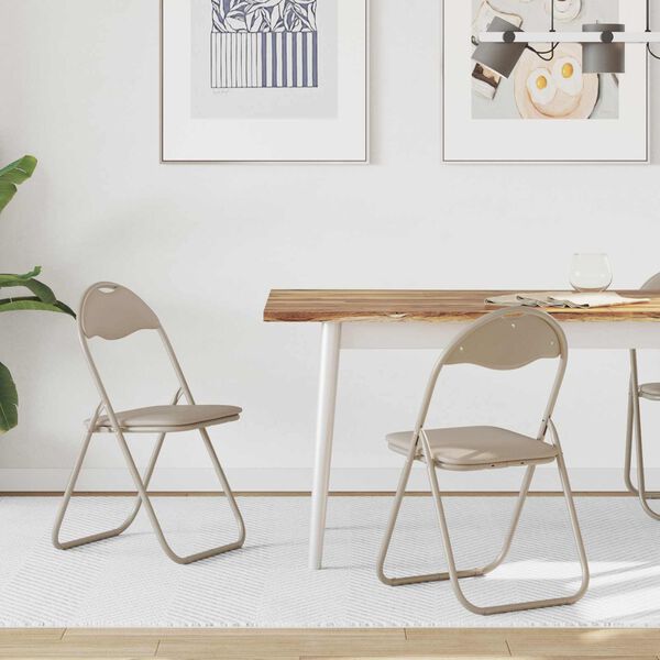vidaXL Sammenklappelig stol 2 pcs Sandfarvet 48 x 43,5 x 81 cm