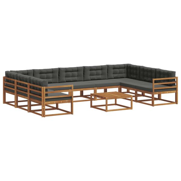 vidaXL Udend&oslash;rs sofagruppe med pude 10 pcs Naturlig og Antracit