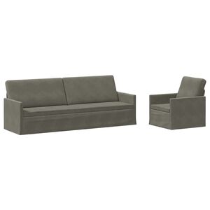vidaXL Sofa S&aelig;t 2 pcs Lysegr&aring; Velourstof