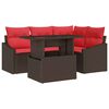 vidaXL Havesofa S&aelig;t 5 stk. Brun og R&oslash;d polyrattan