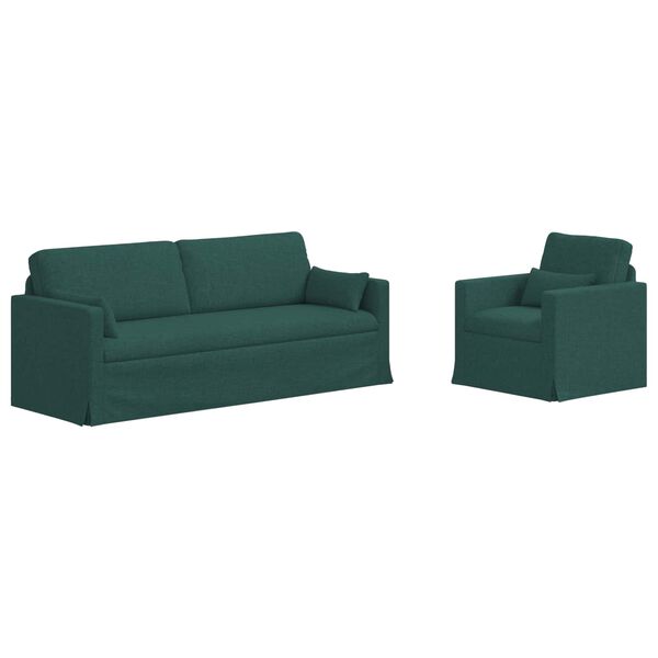 vidaXL Sofa 2 pcs M&oslash;rkegr&oslash;n 198 x 78 x 80 cm Stof